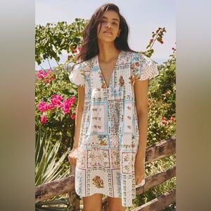 Hunter Bell Wilkes cotton mini dress in patchwork quilt print